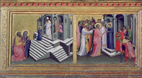 Madonna col Bambino e Santi, dettaglio della predella che raffigura la Presentazione al Tempio e il Matrimonio della Vergine (dettaglio)